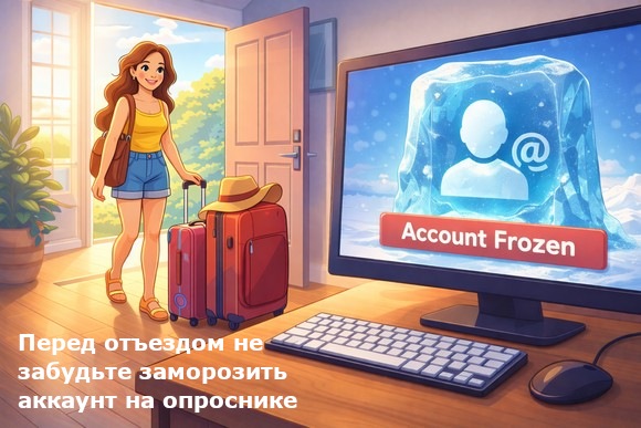 Девушка, собираясь в отпуск, поставила на паузу свое участие в опросах – «заморозила аккаунт».