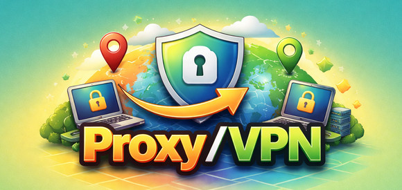 Proxy и VPN, компьютер, планета, геолокация.