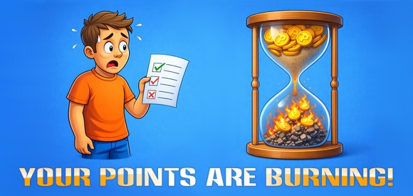 Взволнованный участник опроса держит анкетный лист и смотрит на песочные часы со сгорающими баллами.