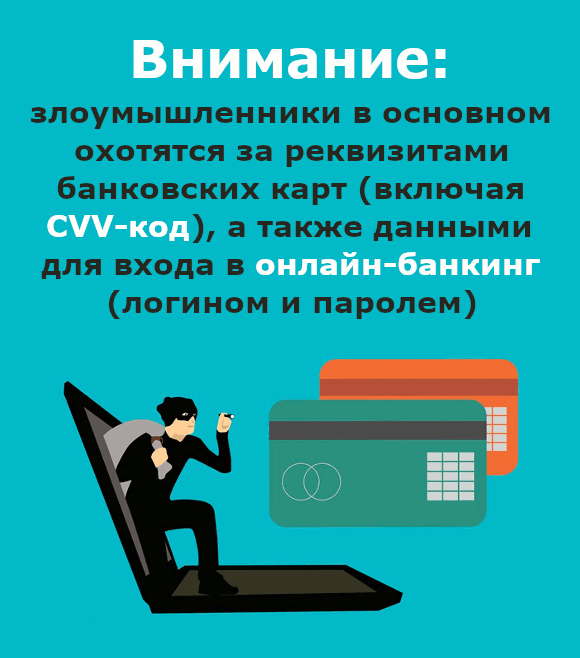 Фишинг: чаще всего злоумышленники охотятся за данными банковских карт.